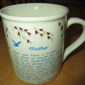 Mother Poem Susan Pofis Schult Coffee Cup Mug Papel Blue Mountain Arts VTG